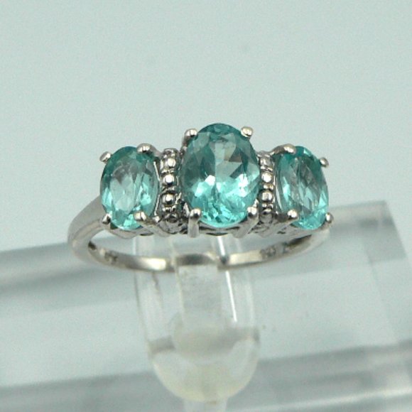 Sz 6 Genuine Madagascar Paraiba Apatite Ring NWOT - Picture 1 of 5